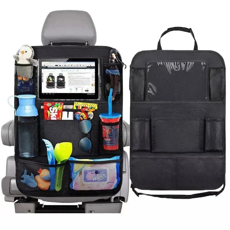 Car Rear Seat Organizer with Touchscreen & Tablet Holder – Multi-Pocket Storage & Seat Back Protector